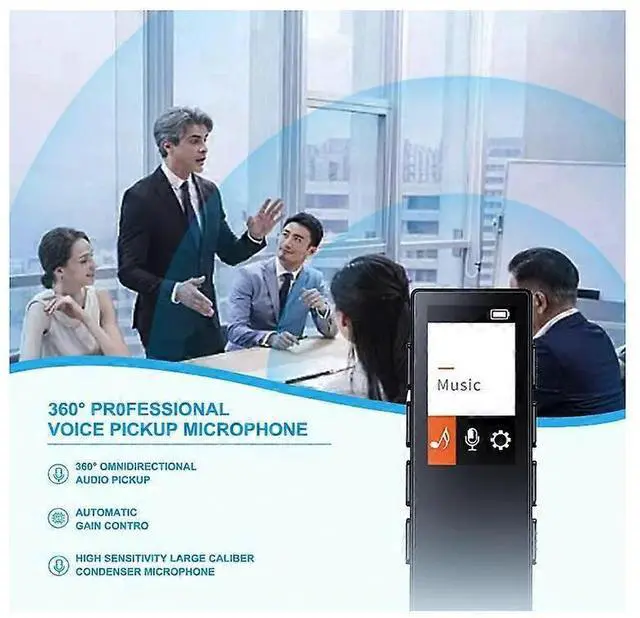 Alt view image 5 of 5 - Ecocleanpath 32GB Voice Activated Recorder with MP3 Player, HD Noise Reduction & 30H Battery, Auto-Save (Black)