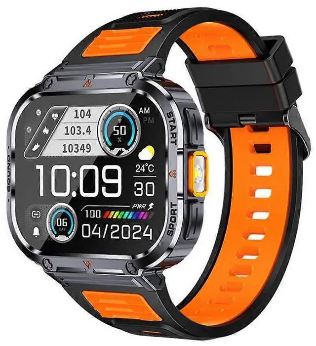 Main image of Ecocleanpath Smartwatch with Bluetooth Calling, Heart Rate & Blood Oxygen Monitor, Multi-Sport Modes, Flashlight (Orange)