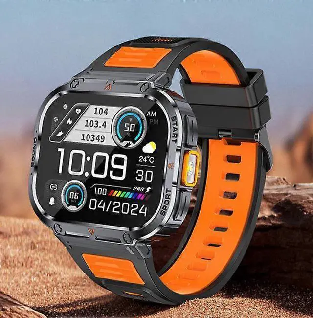 Alt view image 5 of 5 - Ecocleanpath Smartwatch with Bluetooth Calling, Heart Rate & Blood Oxygen Monitor, Multi-Sport Modes, Flashlight (Orange)
