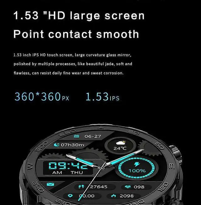 Alt view image 3 of 5 - Ecocleanpath Smartwatch with Bluetooth Calling, Heart Rate & Blood Oxygen Monitor, 1.53" HD Screen, IP67 Waterproof (Orange)