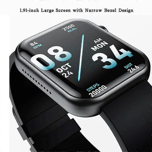 Alt view image 3 of 5 - Ecocleanpath Silver Smartwatch with Bluetooth Calling, 1.91" Display, Heart Rate & Blood Pressure Monitor