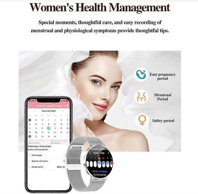 Alt view image 2 of 5 - Ecocleanpath Smartwatch with Bluetooth Calling, AMOLED Display, 100+ Sports Modes, Heart Rate & BP Monitor (Rose)