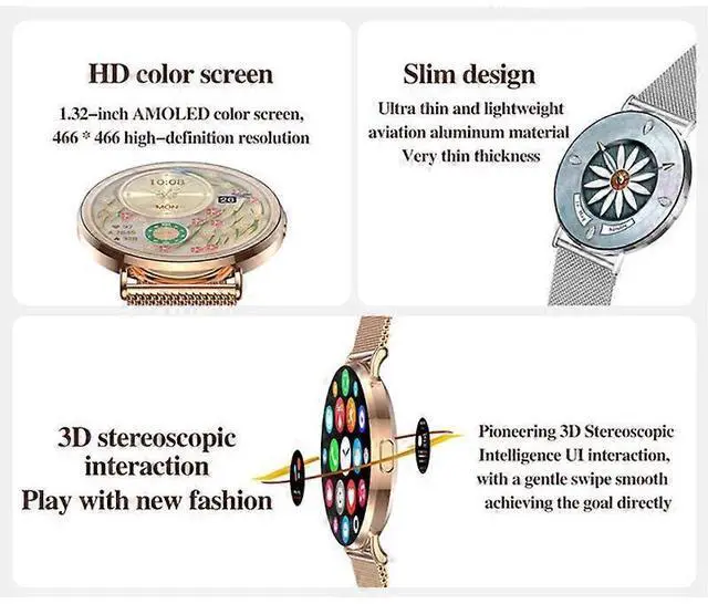 Alt view image 3 of 5 - Ecocleanpath Smartwatch with Bluetooth Calling, AMOLED Display, 100+ Sports Modes, Heart Rate & BP Monitor (Rose)