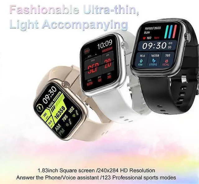 Alt view image 3 of 5 - Ecocleanpath Smartwatch with Bluetooth Calling, 123 Sports Modes, Heart Rate & Blood Oxygen Monitor, 1.83" HD Display (Silver)