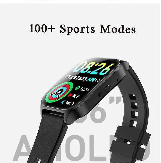 Alt view image 3 of 5 - Ecocleanpath Smartwatch with 2.06" Curved AMOLED, Bluetooth Calling, Heart Rate, Blood Oxygen & Sleep Monitor (Black)