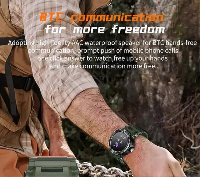 Alt view image 3 of 5 - Ecocleanpath Smartwatch with Bluetooth HD Calling, Blood Oxygen & Heart Rate Monitor, 1.5" IPS Screen, 600mAh Battery (Orange)