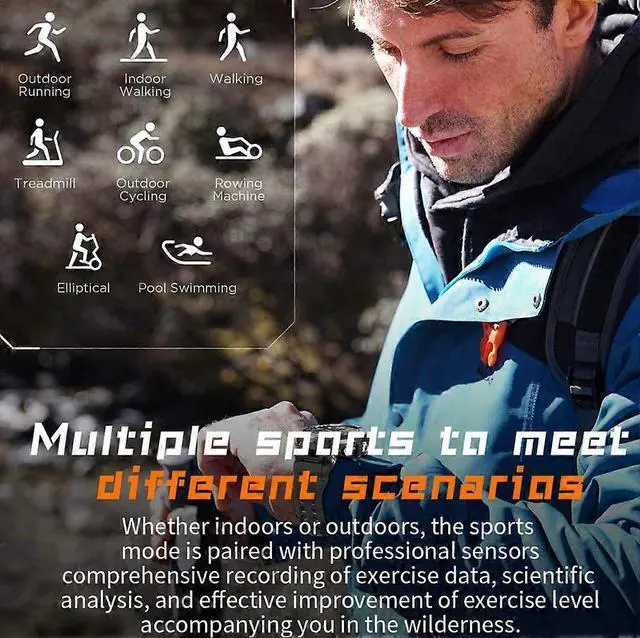 Alt view image 5 of 5 - Ecocleanpath Smartwatch with Bluetooth HD Calling, Blood Oxygen & Heart Rate Monitor, 1.5" IPS Screen, 600mAh Battery (Orange)