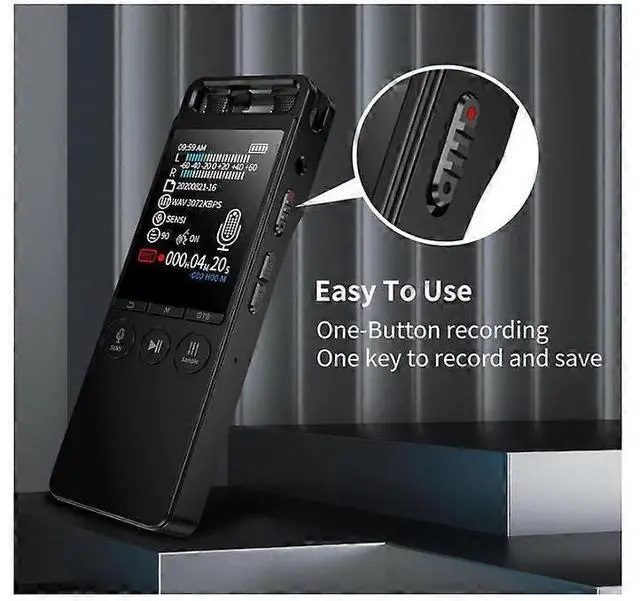 Alt view image 2 of 4 - Ecocleanpath 32GB Digital Voice Recorder with MP3 Player, Noise Cancel, Voice Activated, 1100H Battery, Black