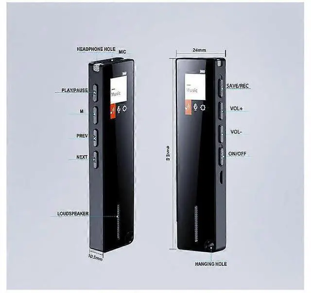 Alt view image 2 of 5 - Ecocleanpath 16GB Digital Voice Recorder with Color Screen, Voice Activation & 20H Battery for Lectures/Meetings (Black)