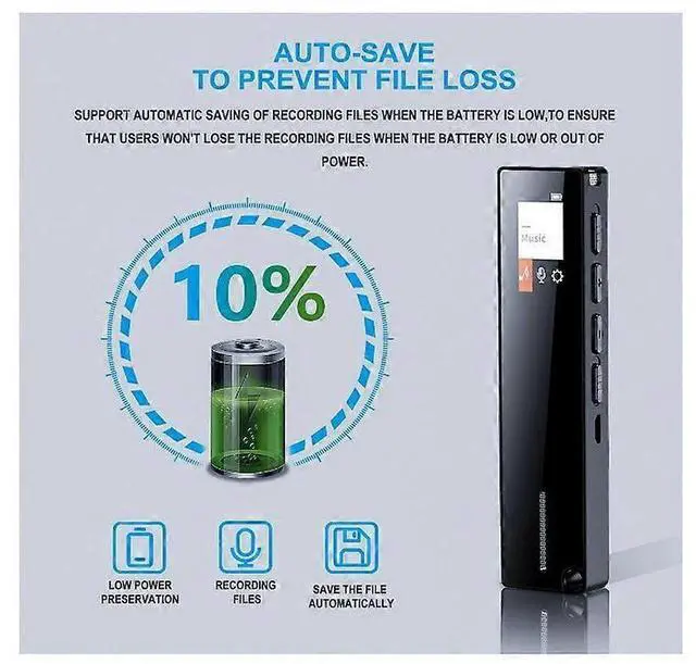 Alt view image 4 of 5 - Ecocleanpath 16GB Digital Voice Recorder with Color Screen, Voice Activation & 20H Battery for Lectures/Meetings (Black)