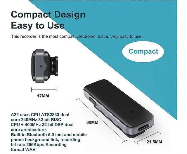 Alt view image 2 of 5 - Ecocleanpath 64GB Voice Recorder with Noise Cancellation, 768H Recording, Rechargeable Dictaphone for Lectures & Meetings (Black)