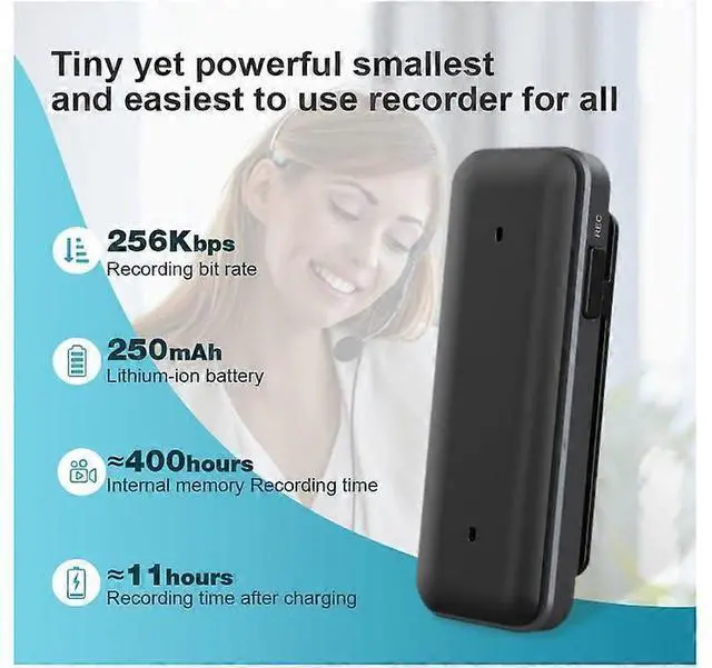 Alt view image 3 of 5 - Ecocleanpath 64GB Voice Recorder with Noise Cancellation, 768H Recording, Rechargeable Dictaphone for Lectures & Meetings (Black)