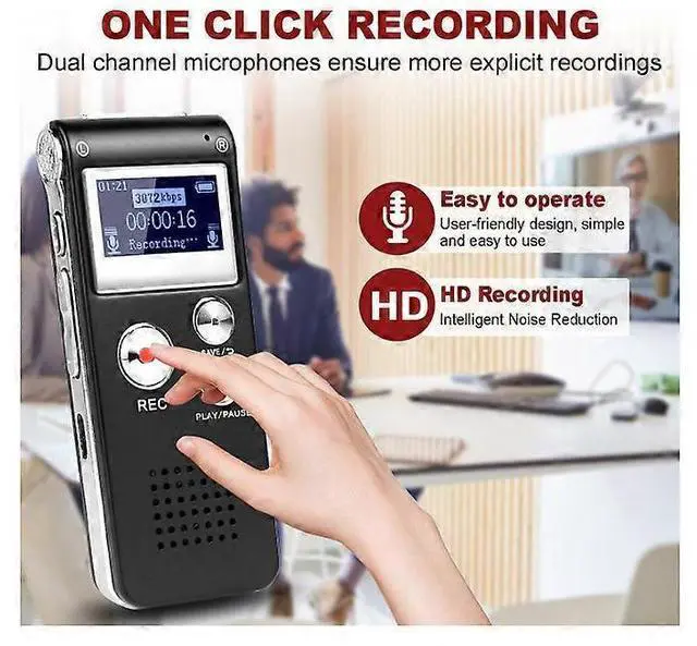 Alt view image 3 of 5 - Ecocleanpath Digital Voice Recorder 3072kbps HD with Voice Activation & Noise Reduction, 30H Battery, Black