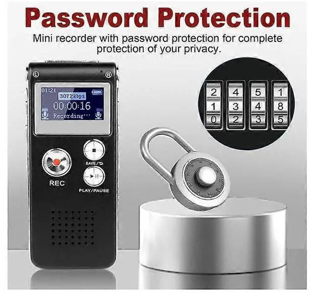 Alt view image 4 of 5 - Ecocleanpath Digital Voice Recorder 3072kbps HD with Voice Activation & Noise Reduction, 30H Battery, Black