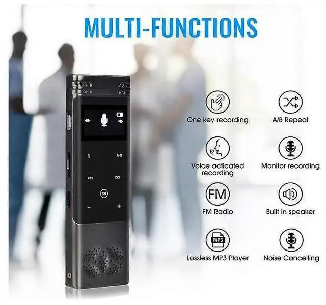 Alt view image 5 of 5 - Ecocleanpath Professional Voice Activated Digital Audio Recorder with Noise Cancelling, 8GB USB Pen MP3 (Black)