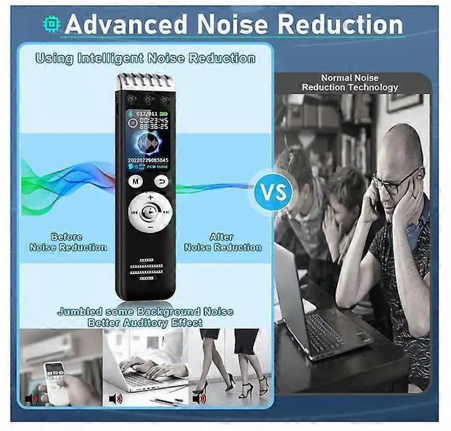 Alt view image 2 of 5 - Ecocleanpath 64GB Voice Activated Recorder, 3500H Record & 150H Battery, Noise Reduction for Lectures/Meetings (Black)