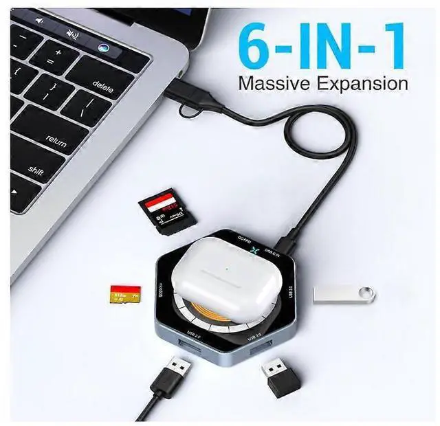 Alt view image 2 of 5 - Ecocleanpath 6-in-1 USB C Docking Station with 15W Magnetic Wireless Charging, Compatible with MacBooks & Devices (Black)