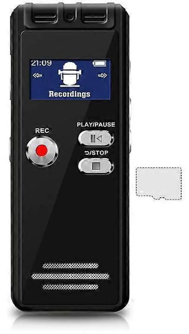 Main image of Ecocleanpath 16GB Digital Voice Recorder with MicroSD Slot, Voice Activation & Password Protection (Black)