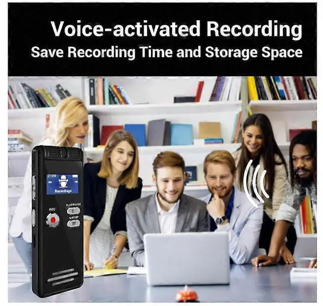 Alt view image 4 of 5 - Ecocleanpath 16GB Digital Voice Recorder with MicroSD Slot, Voice Activation & Password Protection (Black)