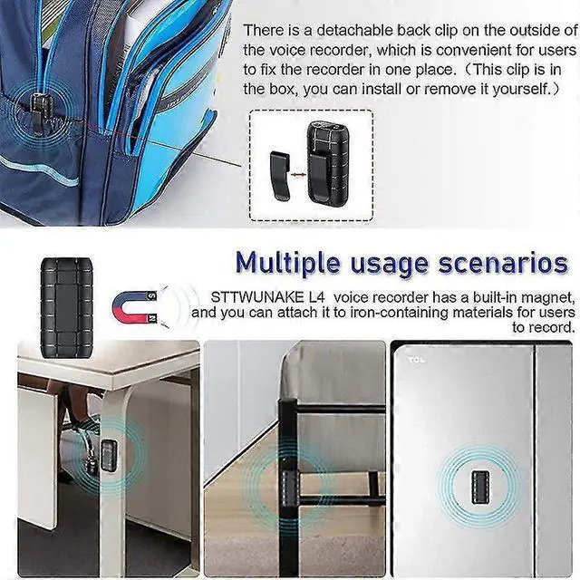 Alt view image 4 of 4 - Ecocleanpath B800LI1102H1 Mini Voice-Activated Recorder with 500H Battery & Magnetic Clip