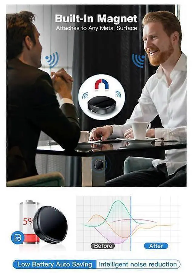 Alt view image 5 of 5 - Ecocleanpath 128GB Magnetic Voice Activated Recorder with Playback, 1600Hrs Capacity & Noise Reduction (Black)