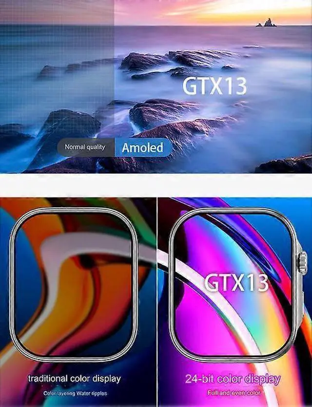 Alt view image 3 of 3 - Ecocleanpath GTX13 Smartwatch, 1.99" AMOLED, Heart Rate/SpO2 Monitor, Bluetooth Calling, White