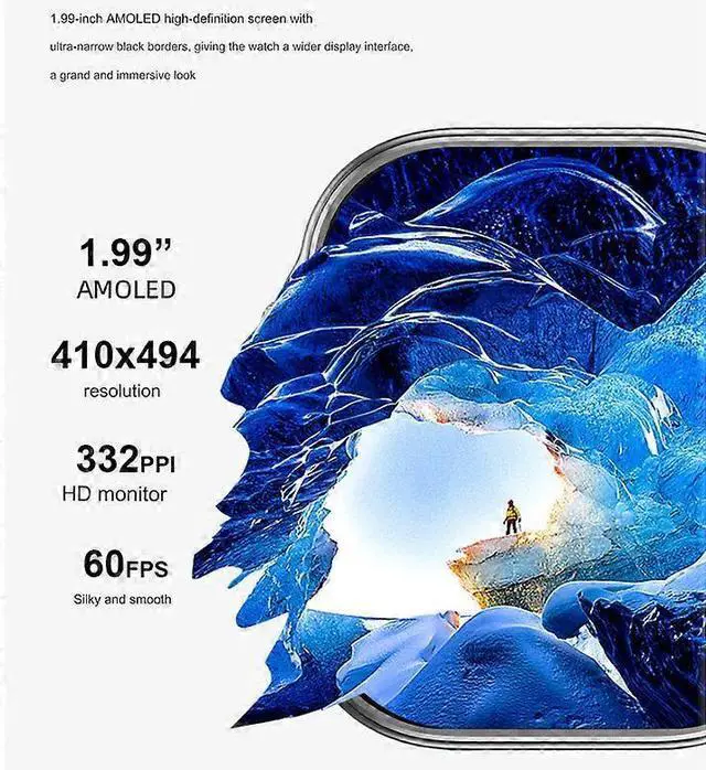 Alt view image 2 of 3 - Ecocleanpath GTX13 Smartwatch, 1.99" AMOLED, Heart Rate/SpO2 Monitor, Bluetooth Calling, White