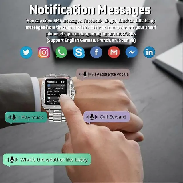 Alt view image 2 of 5 - Ecocleanpath 1.85'' Smartwatch with Heart Rate, SpO2, Sleep Monitor, 20 Sports Modes, Voice Assistant for Android/iOS