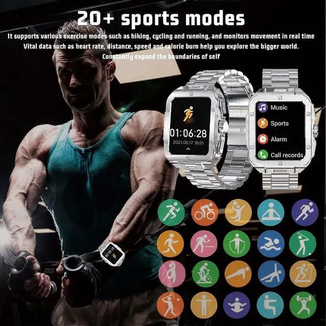 Alt view image 4 of 5 - Ecocleanpath 1.85'' Smartwatch with Heart Rate, SpO2, Sleep Monitor, 20 Sports Modes, Voice Assistant for Android/iOS