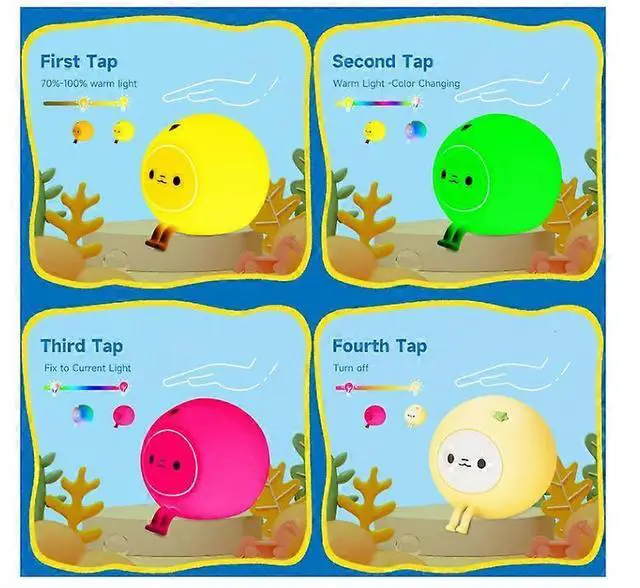 Alt view image 2 of 5 - Ecocleanpath Kids Night Light with 7 Colors & Timer, Rechargeable Tap Control Lamp for Babies & Toddlers (Yellow)