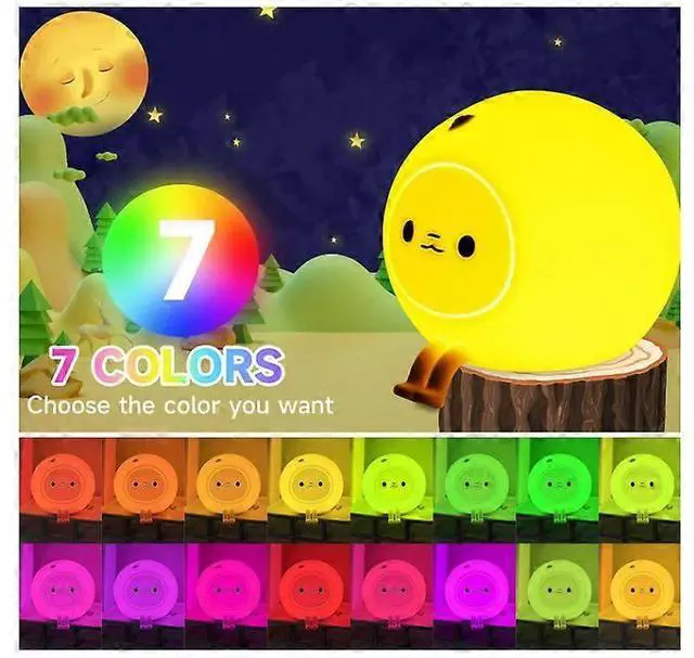 Alt view image 3 of 5 - Ecocleanpath Kids Night Light with 7 Colors & Timer, Rechargeable Tap Control Lamp for Babies & Toddlers (Yellow)