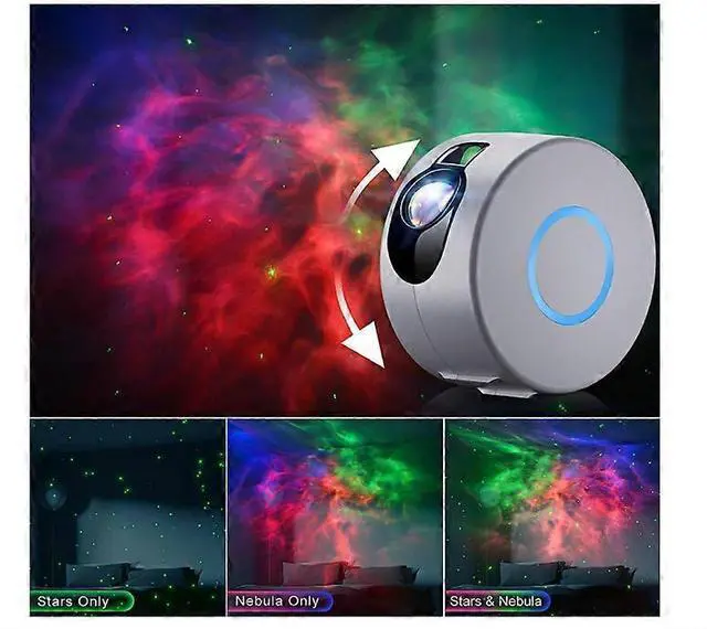 Alt view image 2 of 5 - Ecocleanpath Gray LED Star Projector with Remote - 16 Color Modes for Bedroom, Nursery & Home Theater