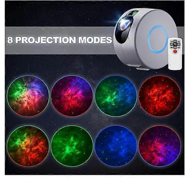 Alt view image 5 of 5 - Ecocleanpath Gray LED Star Projector with Remote - 16 Color Modes for Bedroom, Nursery & Home Theater