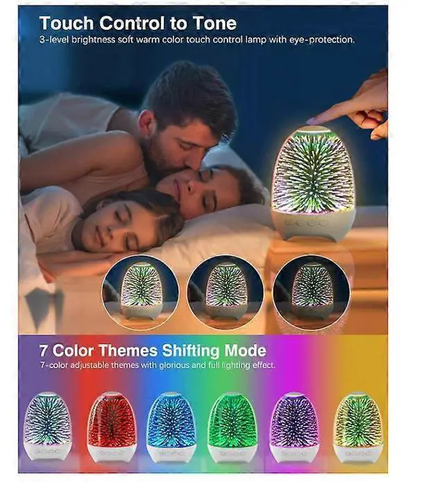 Alt view image 3 of 5 - Ecocleanpath Dimmable Bluetooth Speaker Night Light, RGB 7-Color LED Table Lamp for Bedroom, Kids & Adults (White)