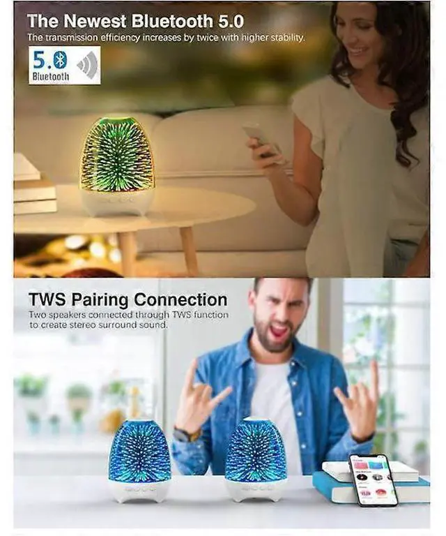 Alt view image 4 of 5 - Ecocleanpath Dimmable Bluetooth Speaker Night Light, RGB 7-Color LED Table Lamp for Bedroom, Kids & Adults (White)