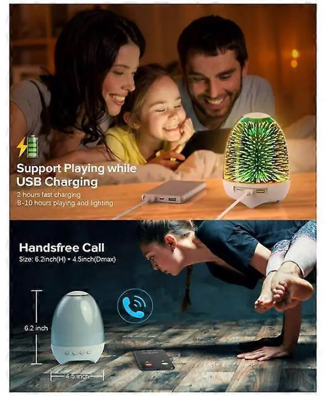 Alt view image 5 of 5 - Ecocleanpath Dimmable Bluetooth Speaker Night Light, RGB 7-Color LED Table Lamp for Bedroom, Kids & Adults (White)