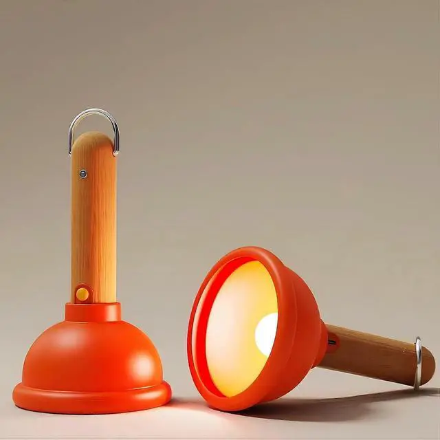 Alt view image 2 of 5 - Ecocleanpath Plunger Night Light for Kids - Rechargeable, Touch Control, Portable Nursery Lamp, Funny Gift