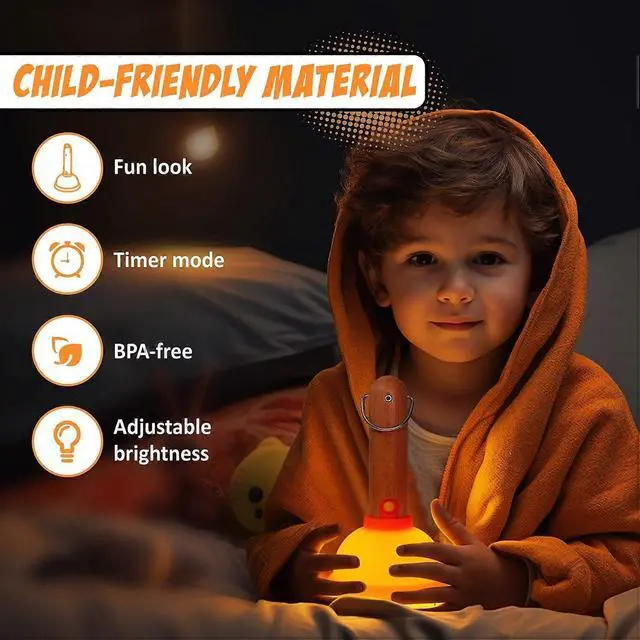 Alt view image 5 of 5 - Ecocleanpath Plunger Night Light for Kids - Rechargeable, Touch Control, Portable Nursery Lamp, Funny Gift