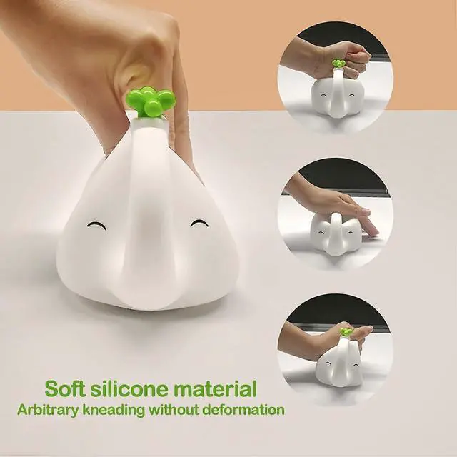 Alt view image 4 of 5 - Ecocleanpath Cute Elephant Night Light - 3-Level Dimmable, USB Rechargeable, Timer, Nursery Lamp for Kids (White)