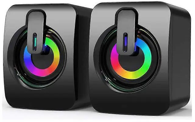 Main image of Ecocleanpath H142 RGB Gaming Speakers, USB Powered 2.0 Mini PC Speakers with 7-Color LED Lights, 3.5mm AUX for Computer/Laptop/Phone