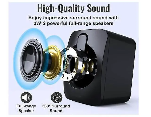 Alt view image 3 of 5 - Ecocleanpath H142 RGB Gaming Speakers, USB Powered 2.0 Mini PC Speakers with 7-Color LED Lights, 3.5mm AUX for Computer/Laptop/Phone