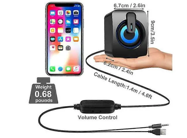 Alt view image 2 of 5 - Ecocleanpath H142 RGB Gaming Speakers, USB Powered 2.0 Mini PC Speakers with 7-Color LED Lights, 3.5mm AUX for Computer/Laptop/Phone