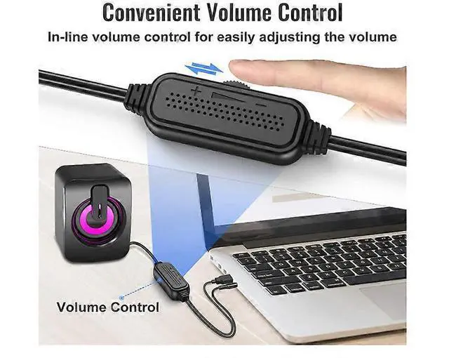 Alt view image 5 of 5 - Ecocleanpath H142 RGB Gaming Speakers, USB Powered 2.0 Mini PC Speakers with 7-Color LED Lights, 3.5mm AUX for Computer/Laptop/Phone