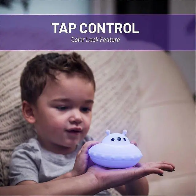 Alt view image 3 of 5 - Ecocleanpath UFO Spaceship Night Light for Kids - 9 Color Changing, Portable & Rechargeable Toddler Lamp
