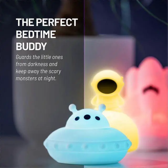 Alt view image 5 of 5 - Ecocleanpath UFO Spaceship Night Light for Kids - 9 Color Changing, Portable & Rechargeable Toddler Lamp