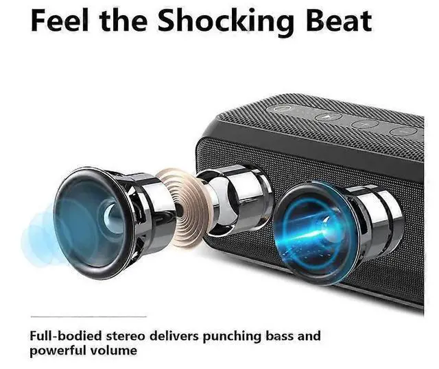 Alt view image 2 of 5 - Ecocleanpath T3 30W Portable Bluetooth Speaker, IPX5 Waterproof, 12H Playtime, Stereo Pairing, Black