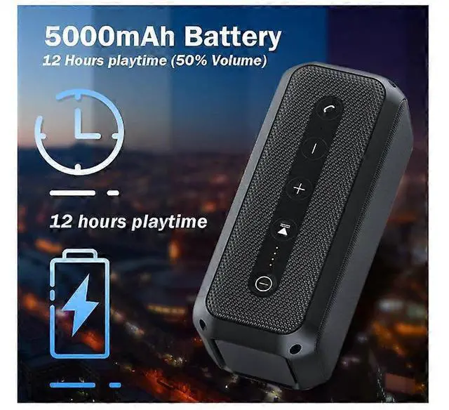 Alt view image 4 of 5 - Ecocleanpath T3 30W Portable Bluetooth Speaker, IPX5 Waterproof, 12H Playtime, Stereo Pairing, Black