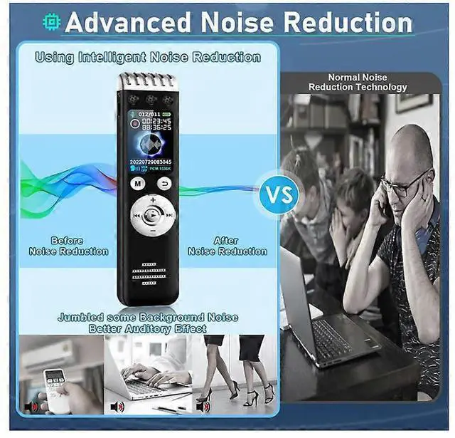 Alt view image 2 of 5 - Ecocleanpath 16GB Voice Activated Recorder with Noise Reduction, 150H Continuous Recording for Lectures & Meetings (Black)