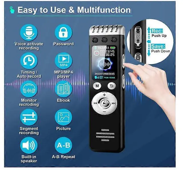 Alt view image 5 of 5 - Ecocleanpath 16GB Voice Activated Recorder with Noise Reduction, 150H Continuous Recording for Lectures & Meetings (Black)