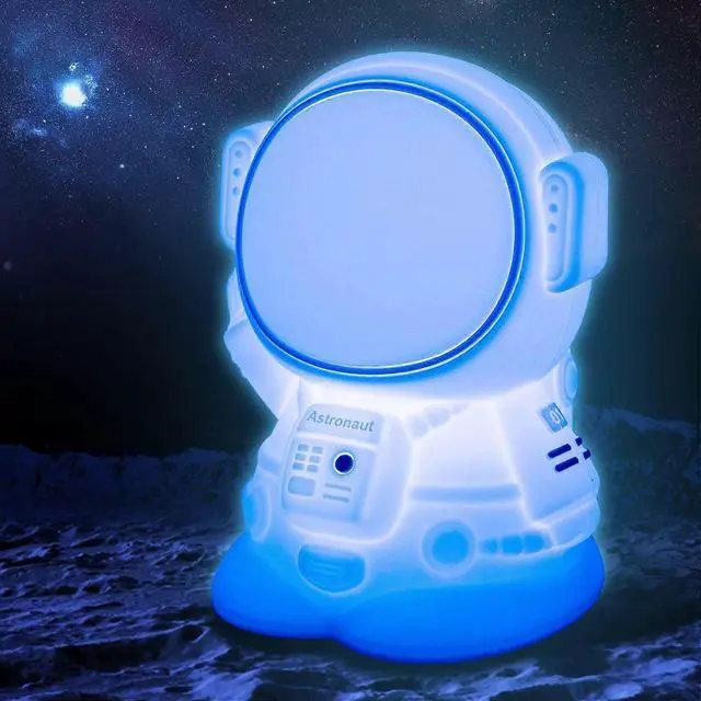 Alt view image 2 of 5 - Ecocleanpath Astronaut Night Light for Kids - Color Changing, Timer, USB Rechargeable Nursery Lamp (White)
